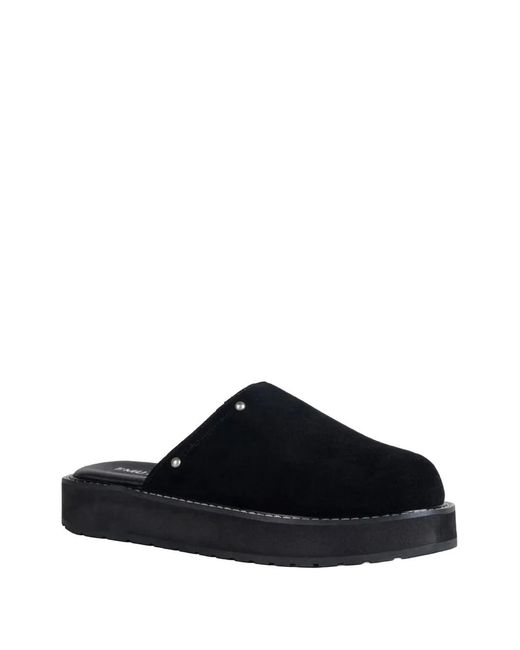 EMU Black Suede Platform Mules