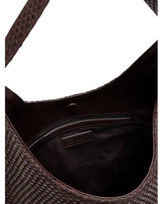 St. Agni Black Lattice-Weave Large Tote Bag