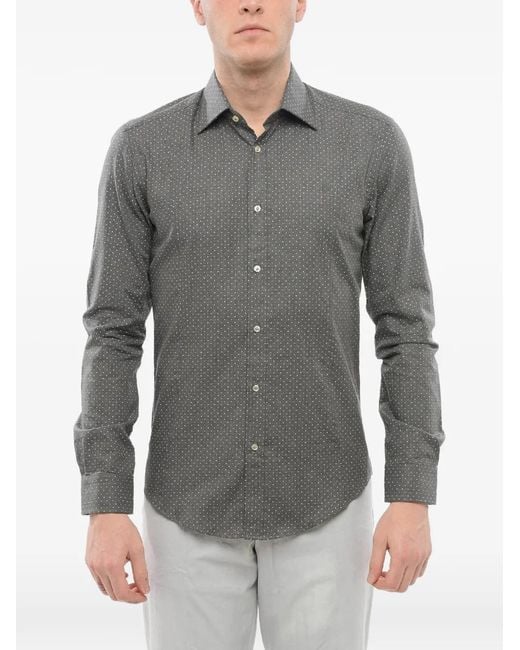 Brian Dales Gray Polka-Dot French-Collar Shirt for men