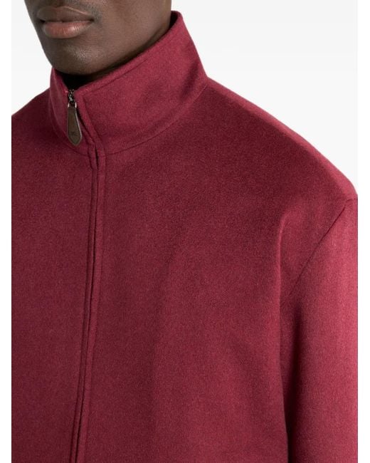 Etro Red Zip-Up Stand-Up Collar Jacket for men