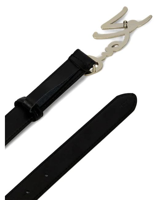 Karl Lagerfeld Black K/Signature Leather Belt