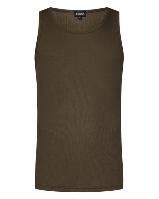 Zegna Green Ribbed Round-Neck Vest for men
