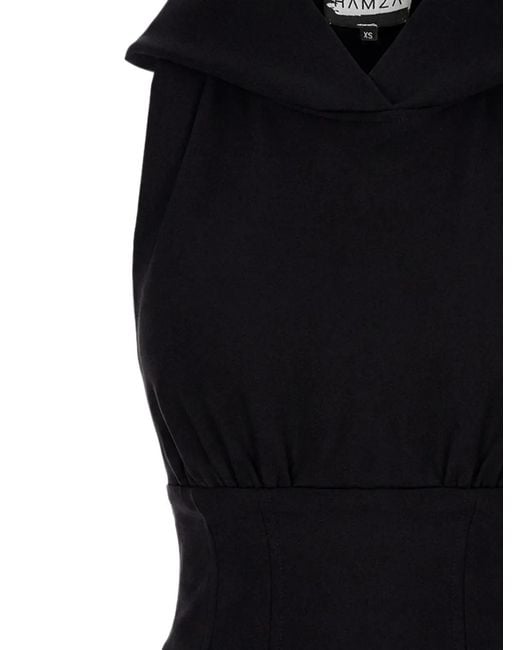 Hamza Black Franci Hooded Top