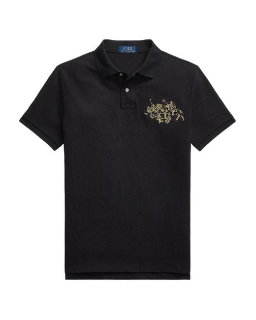 Polo Ralph Lauren Black Lunar New Year Triple Embroidered Short-Sleeve Polo Shirt for men
