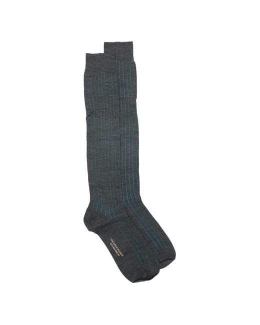 Alto Milano Black Striped Socks for men