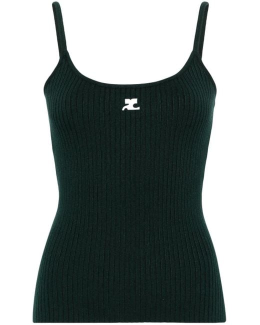 Courreges Green Ribbed Tank Top Clothing