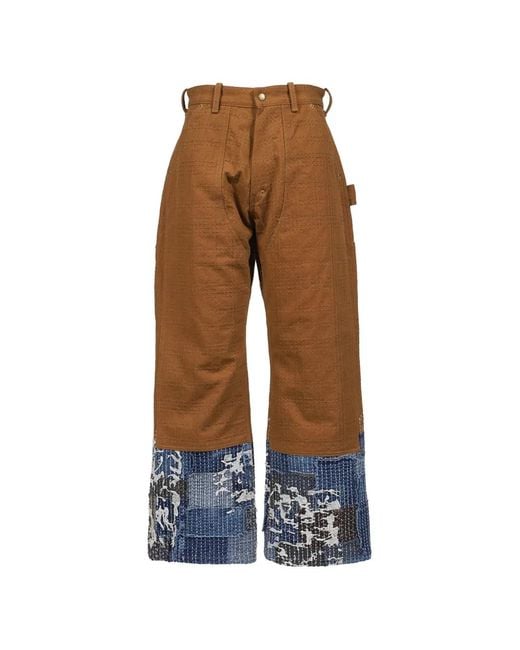 Dear BORO Natural Boro-Patchwork Canvas Trousers for men