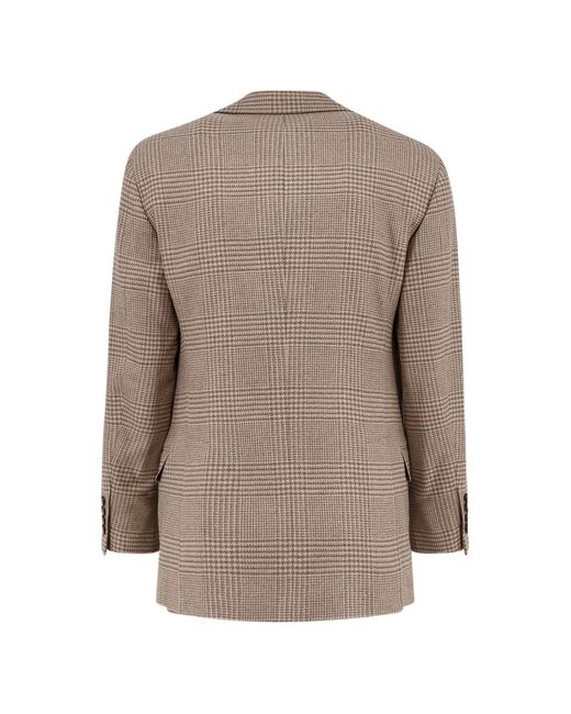 Brunello Cucinelli Brown Check-Pattern Blazer for men