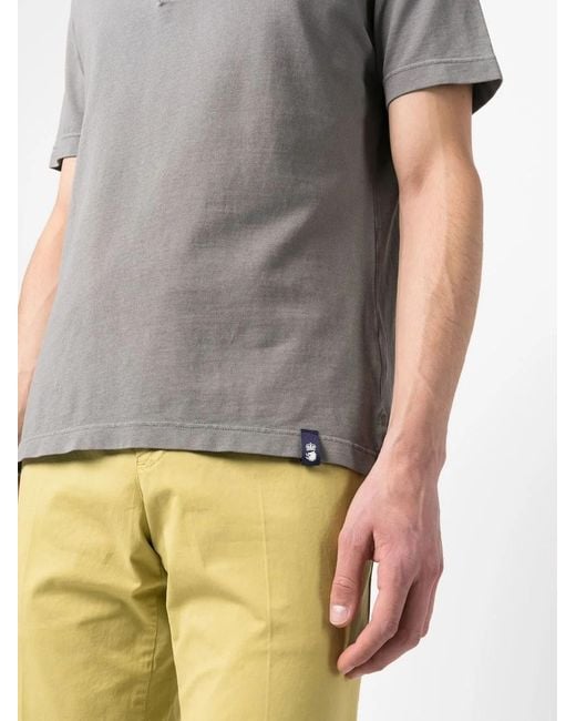 Drumohr Gray Logo-Patch Cotton Polo Shirt for men