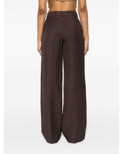 P.A.R.O.S.H. Brown Linen Blend Trousers