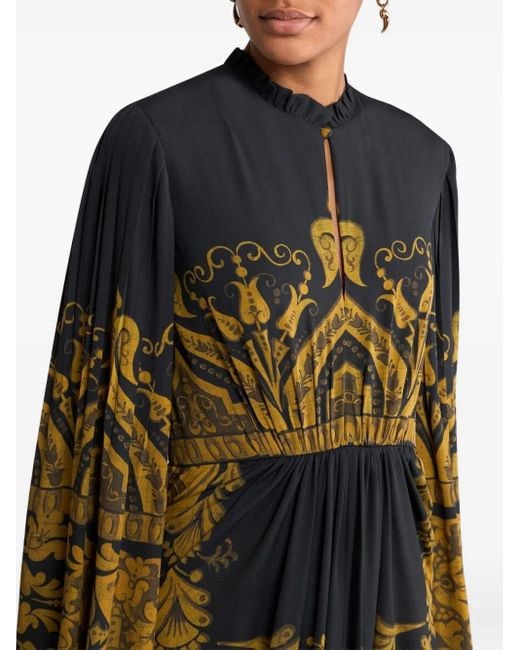 Etro Black Printed Flared Maxi Dress