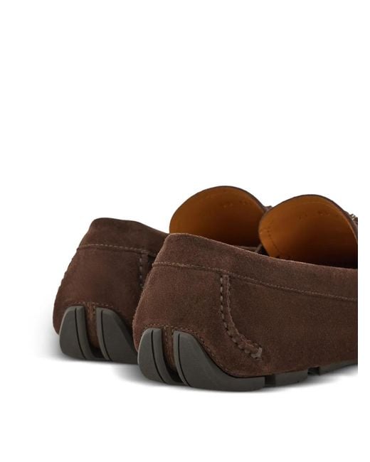 Ferragamo Brown Laced Driver Loafers for men