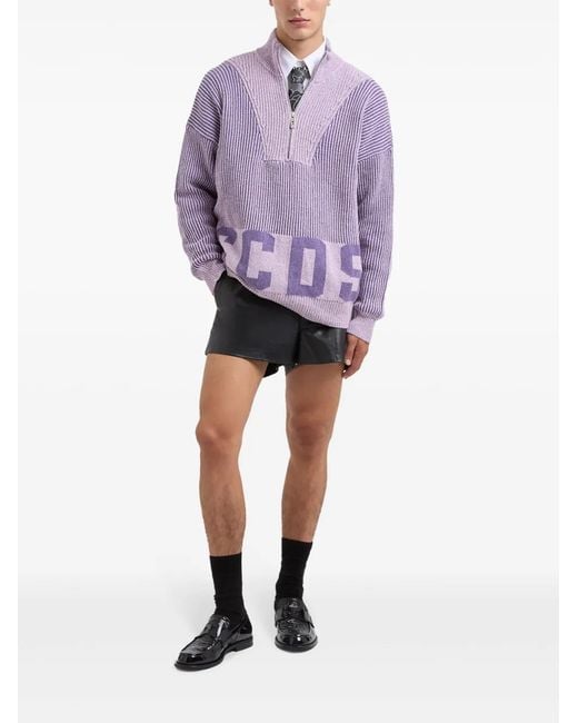 Gcds Purple Half-Zip Jumper
