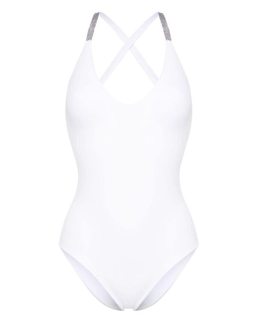 Fisico White Crystal-embellished Swimsuit