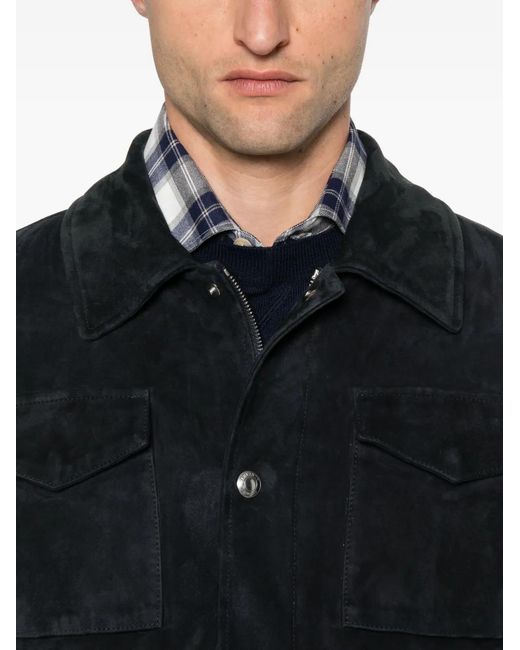 Eleventy Black Flap-Pockets Suede Jacket for men