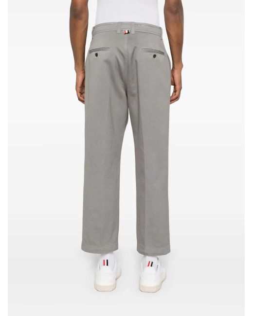 Thom Browne Gray Cotton Twill Utility Trousers for men