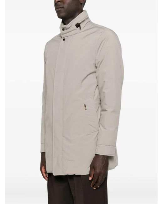 Moorer Gray High-Neck Buttoned Coat for men