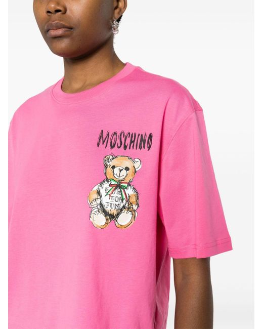 Moschino T-shirt Met Logoprint in het Pink