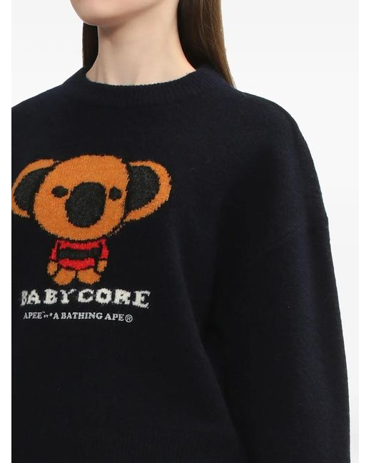 AAPE BY A BATHING AP Blue Koala-Graphic Sweater