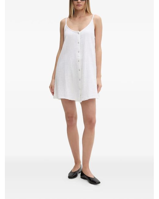 Rip Curl White Button-Up Gauze Mini Dress