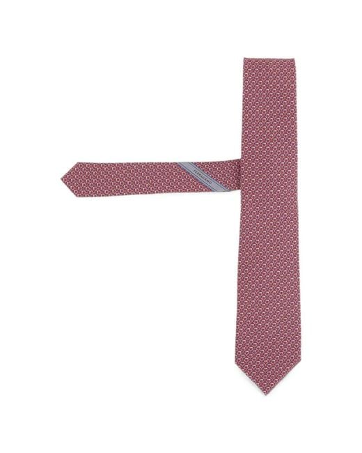 Ferragamo Pink Gancini Links Print Silk Tie for men