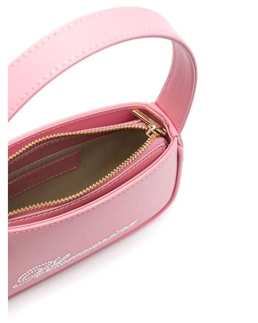 Blumarine Pink Crystal-Embellished Leather Shoulder Bag