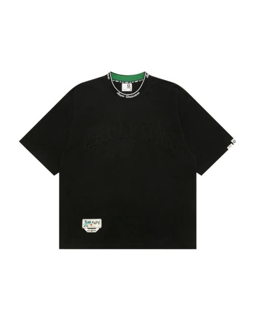 Aape By A Bathing Ape Black Logo-Embroidered T-Shirt for men