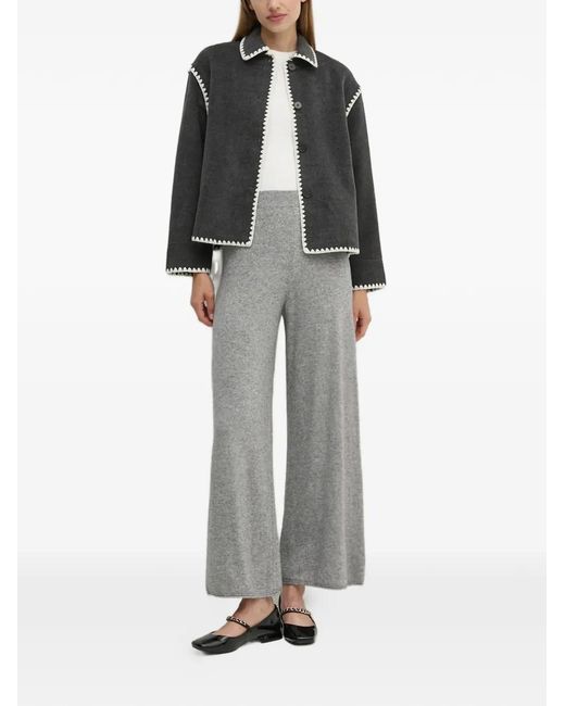 Ouí Black Contrast-Trim Button Jacket