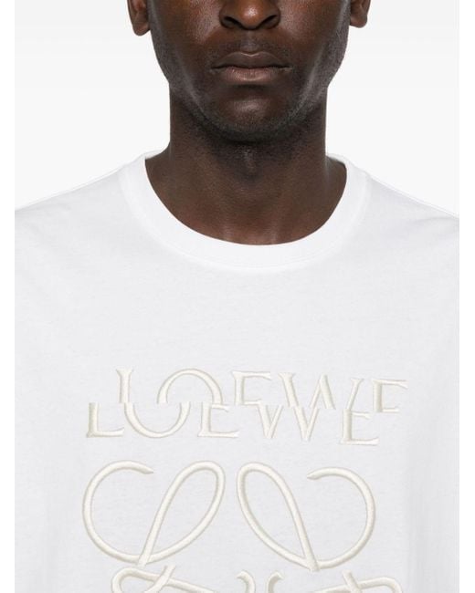 Loewe Embroidered Anagram-motif T-shirt in White for Men | Lyst Loewe Embroidered Anagram-motif T-shirt in White for Men | Lyst