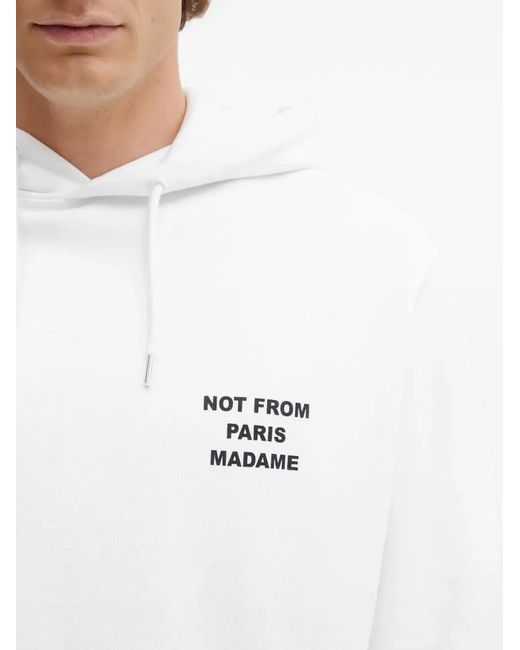 Drole de Monsieur White Drawstring Hoodie for men