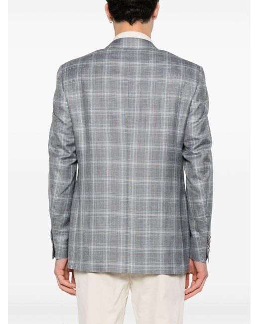 Canali Gray Tartan-pattern Blazer for men