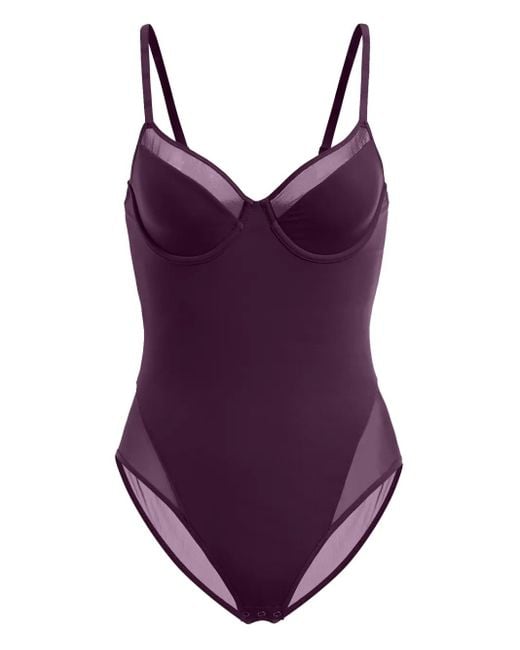 Wolford Purple Sheer-Paneled Bodysuit