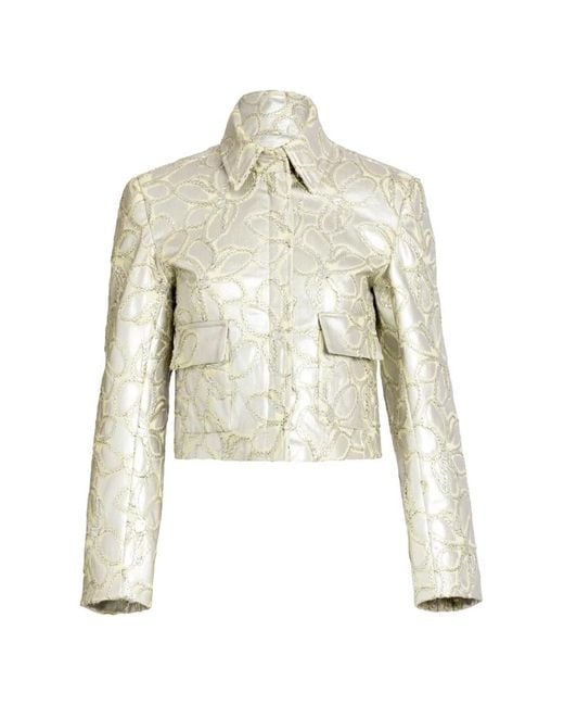 Silvia Tcherassi White Perla Floral-Embroidered Cropped Jacket