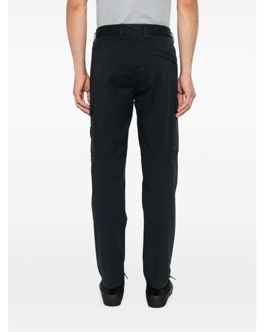 Stone Island Black Logo-Patch Trousers for men