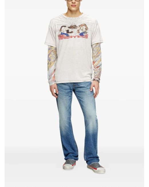 DIESEL White T-Norm-T15 Graphic Print T-Shirt for men