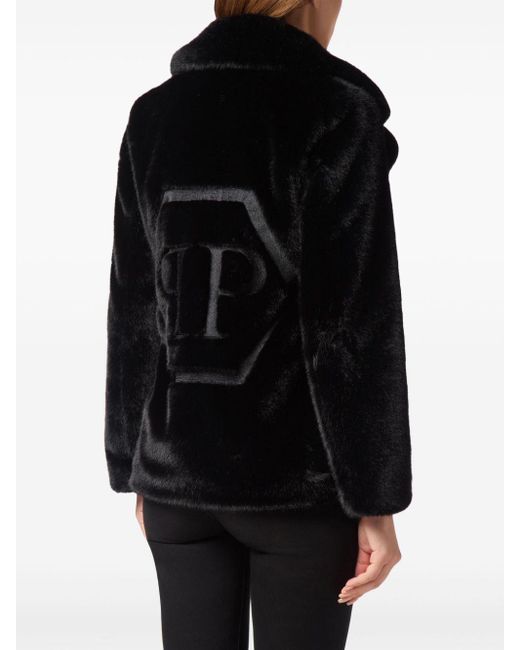 Philipp Plein Black Faux Fur Jacket