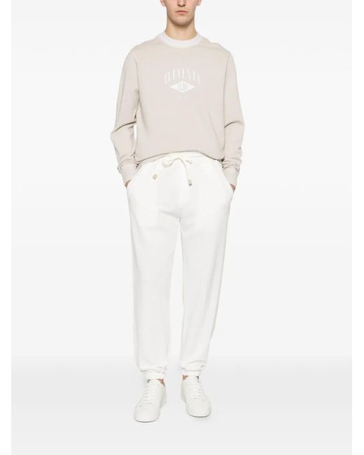 Eleventy White Drawstring Panelled Sweatpants for men
