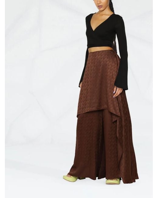 Fendi Brown Wide-Leg Monogram-Pattern Trousers