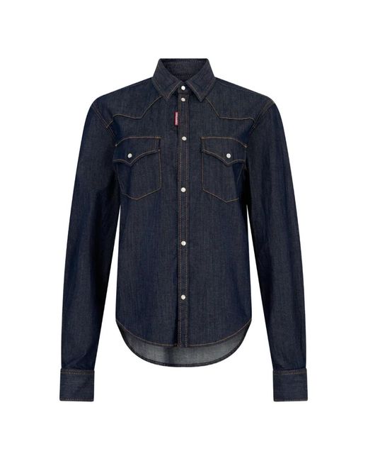 DSquared² Blue Dark-Shirting Western Shirt