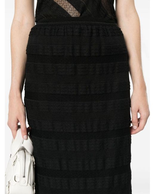 N°21 Black Striped Lace Midi Skirt