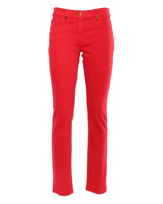 Elisabetta Franchi Red Clasped Straight-Leg Jeans