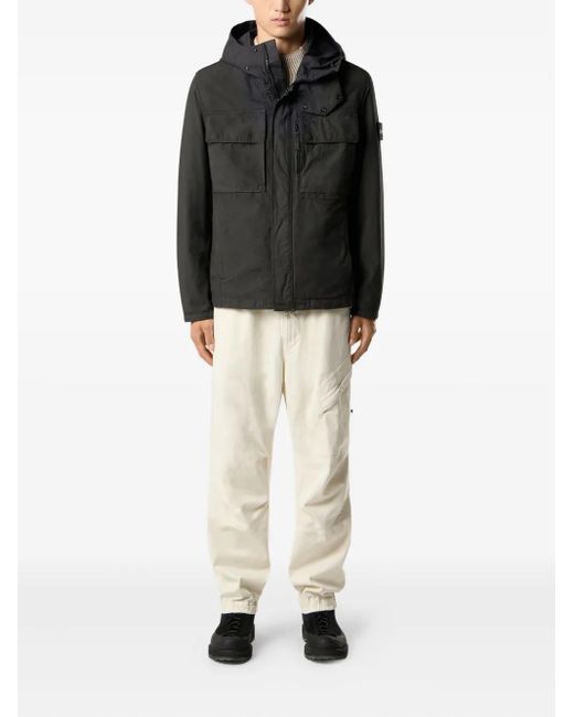 Stone Island Black Hooded Patch-Pocket Jacket for men