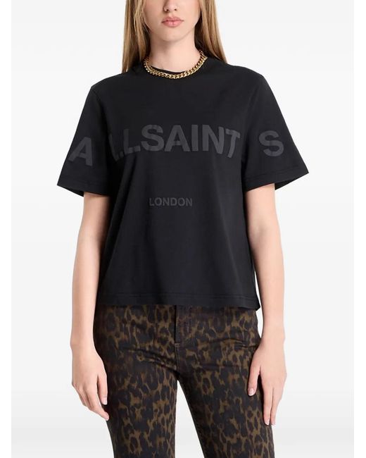 AllSaints Black Lisa Logo-Print T-Shirt