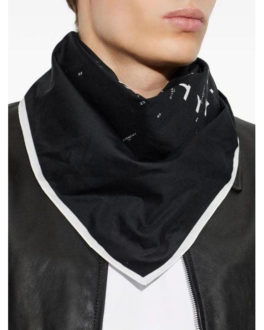 Givenchy Black Logo-Print Square Scarf for men