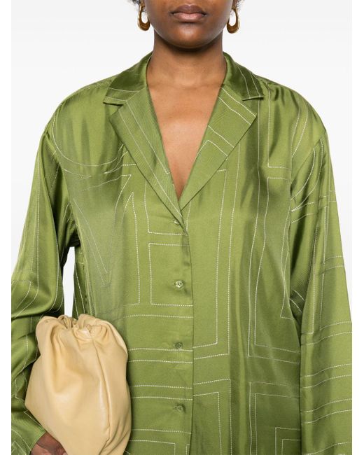 Camisa de seda con monograma Totême  de color Green