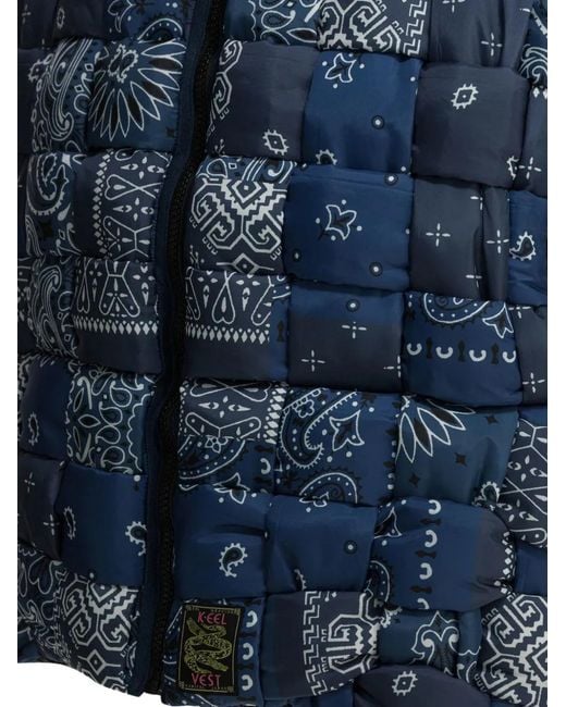 Kapital Blue Quilted Patchwork Gilet for men