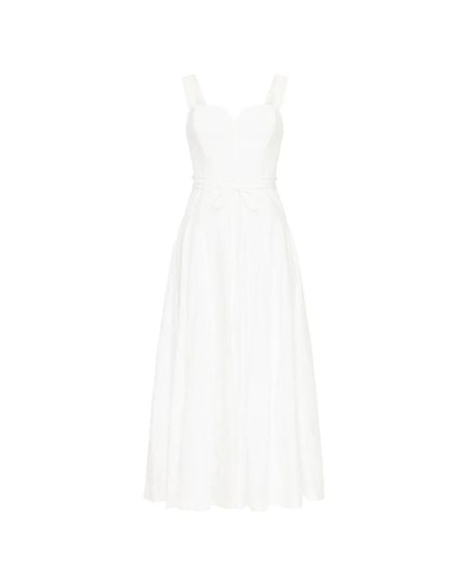 Cinq À Sept White Jerome Sweetheart-Neck Tie Midi Dress