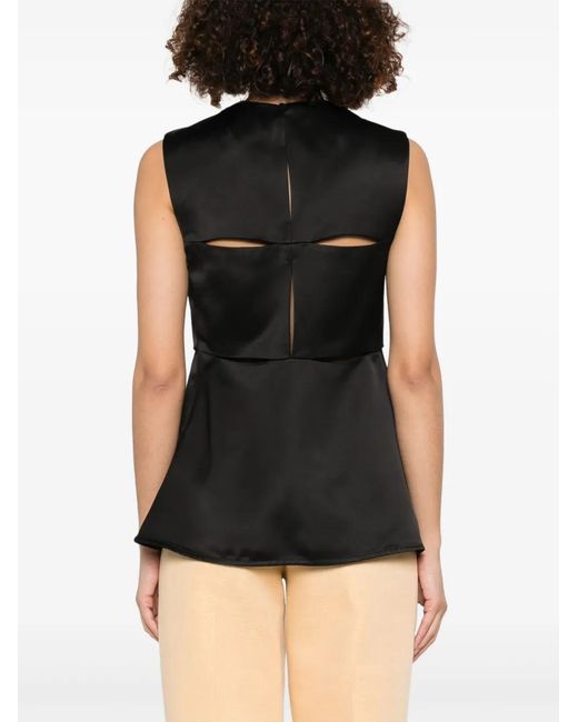 Jil Sander Black Satin Vest