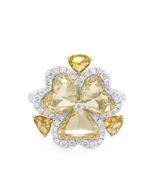 HYT Jewelry 18Kt Geel- En Witgouden Ring Met Diamant in het Metallic