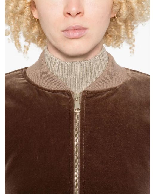 Fabiana Filippi Brown Velvet Zip-Up Bomber Jacket